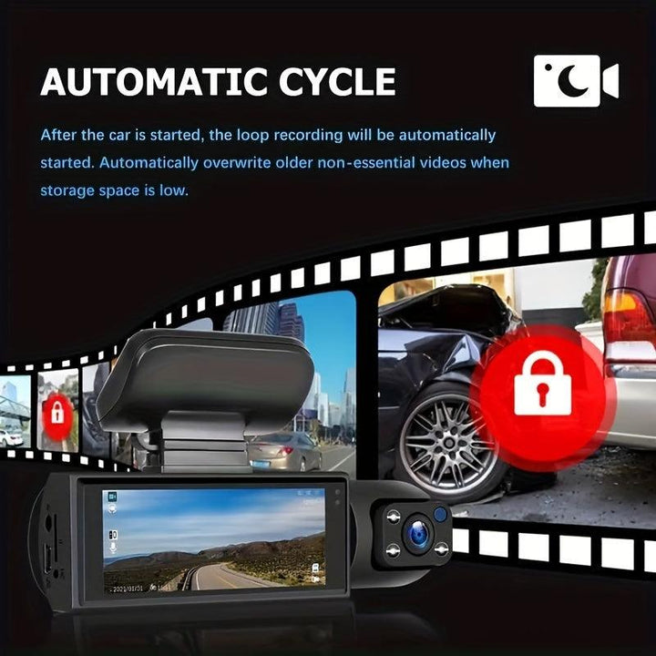 VividGuard Dual 1080P Dash Cam: Front & Interior with Night Vision