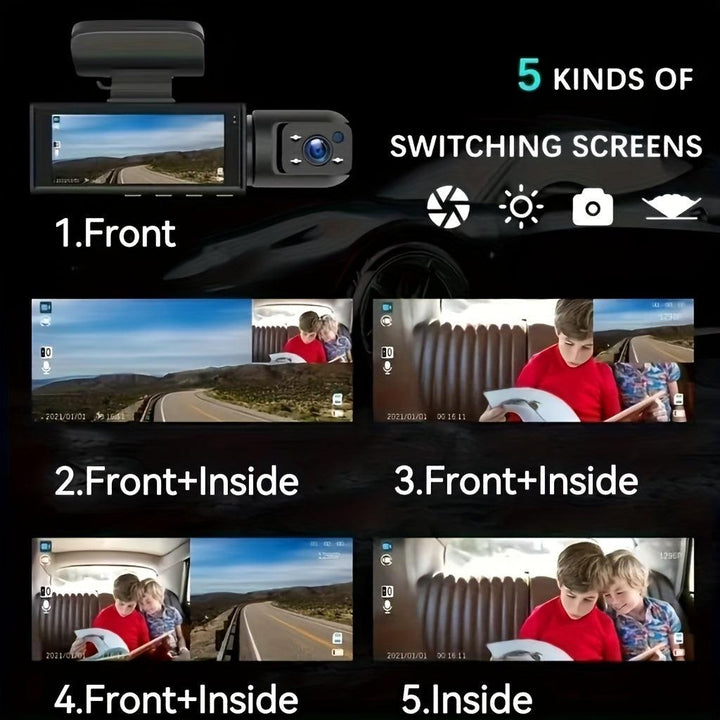 VividGuard Dual 1080P Dash Cam: Front & Interior with Night Vision