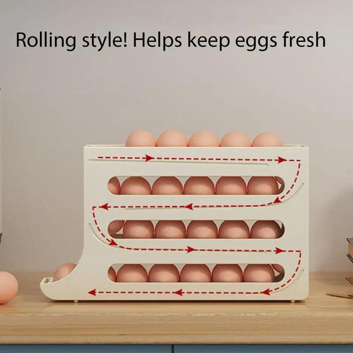 RollEgg Pro – 4-Tier Egg Dispenser & Refrigerator Organizer