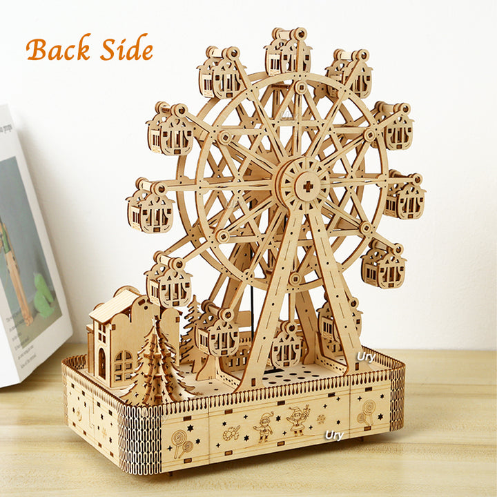 Ury 3D Wooden Ferris Wheel Music Box - Creative DIY Gift for All Ages