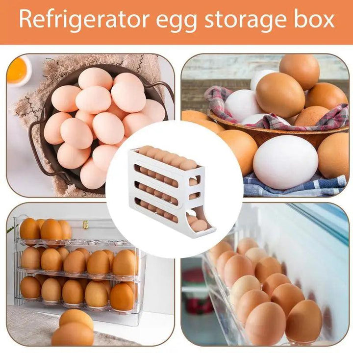 RollEgg Pro – 4-Tier Egg Dispenser & Refrigerator Organizer