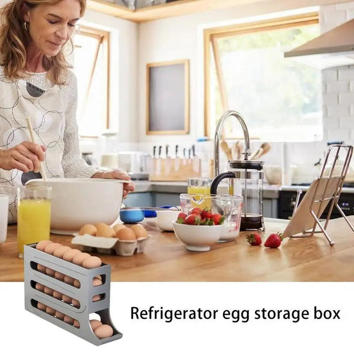 RollEgg Pro – 4-Tier Egg Dispenser & Refrigerator Organizer